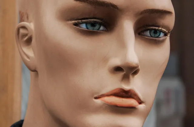 Bouffant blanc sur une tête de mannequin blanc