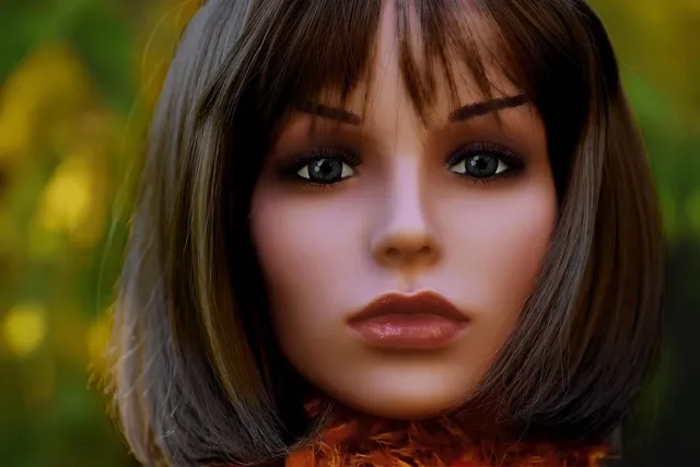 Couvre-barbe brun pâle sur une tête de mannequin noir