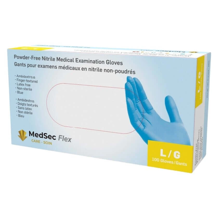 Flex - Gants d'examen médical en nitrile 4 mil (boite de 100) - MedSecare