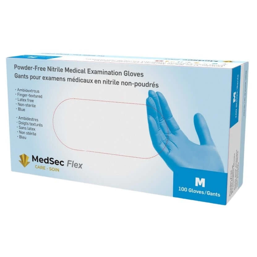 Flex - Gants d'examen médical en nitrile 4 mil (boite de 100) - MedSecare