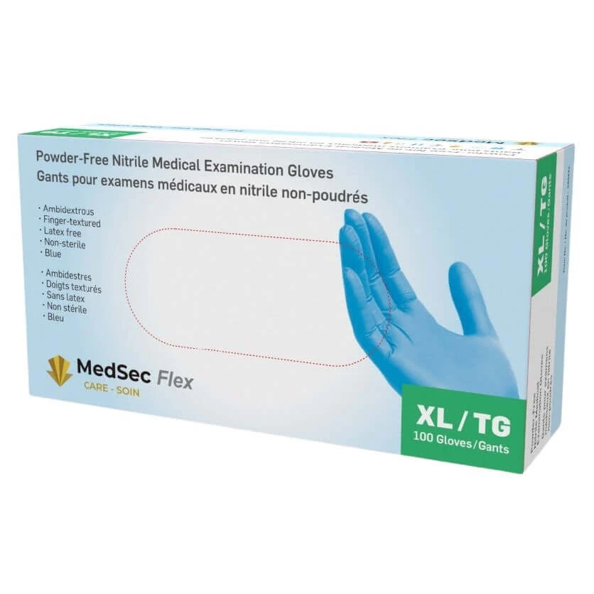 Flex - Gants d'examen médical en nitrile 4 mil (boite de 100) - MedSecare
