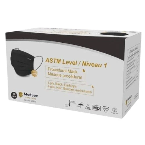 Masques ASTM - Niveau 1 noir (caisse de 1000) - MedSecare