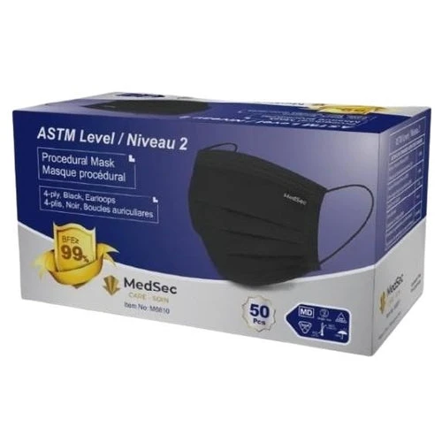 Masques ASTM - Niveau 2 noir (caisse de 1000) - MedSecare