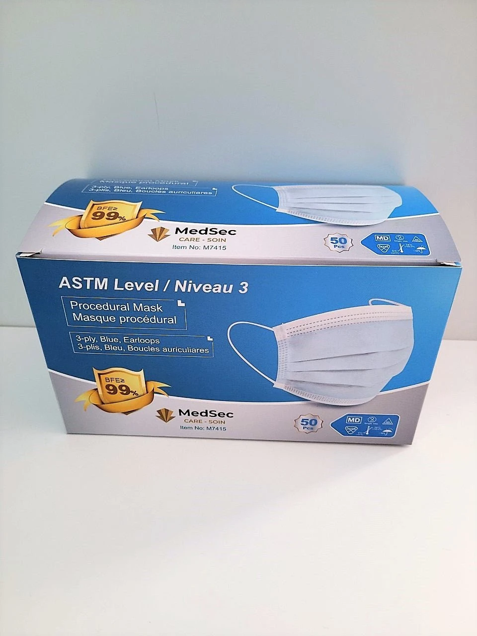 Masques ASTM - Niveau 3 bleu (caisse de 1000) - MedSecare