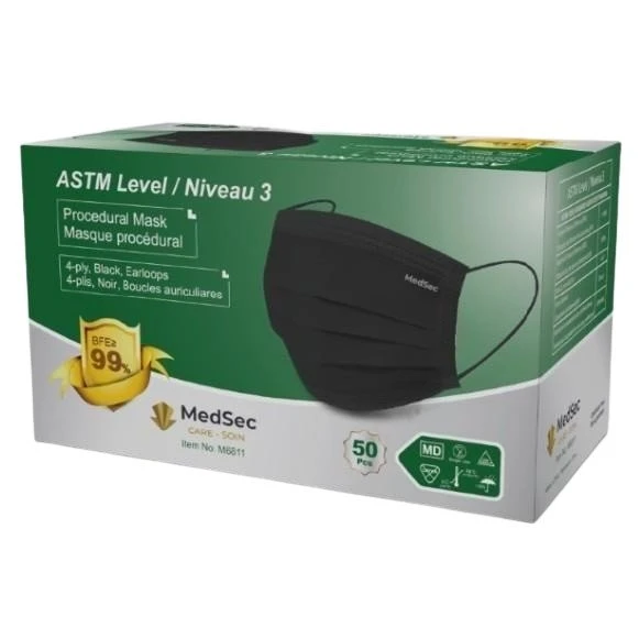 Masques ASTM - Niveau 3 noir (caisse de 1000) - MedSecare