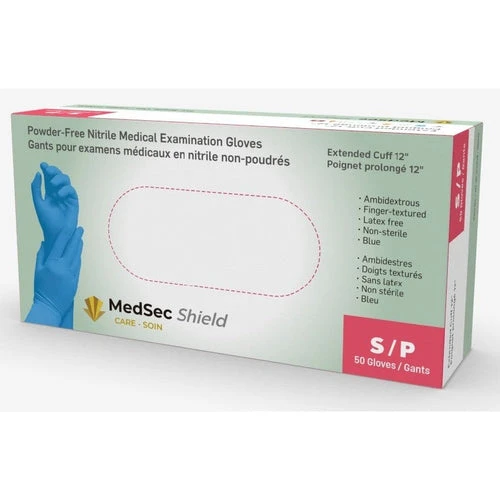 Shield - Gants d'examen médical en nitrile 6 mil avec manchettes de 12