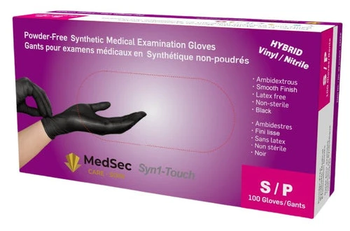 Syn1-Touch - Gants d'examen médical synthétiques 4 mil noir (caisse de 1000) - MedSecare